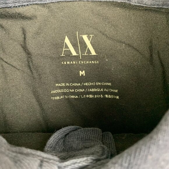 Armani Exchange Mens Shirt Medium (Fits Small) Navy Blue Double Layer Button Up - Picture 3 of 8